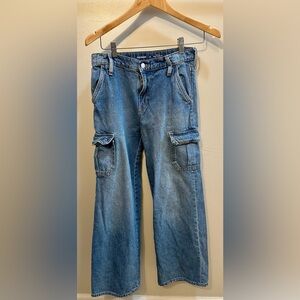 Old Navy High Rise Baggy Wide Leg Cargo Pants Cropped Size XL (14)